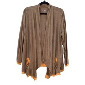 LOGO by Lori Goldstein Dull Gold Layered Draped Cardigan Shaw Sz 1X